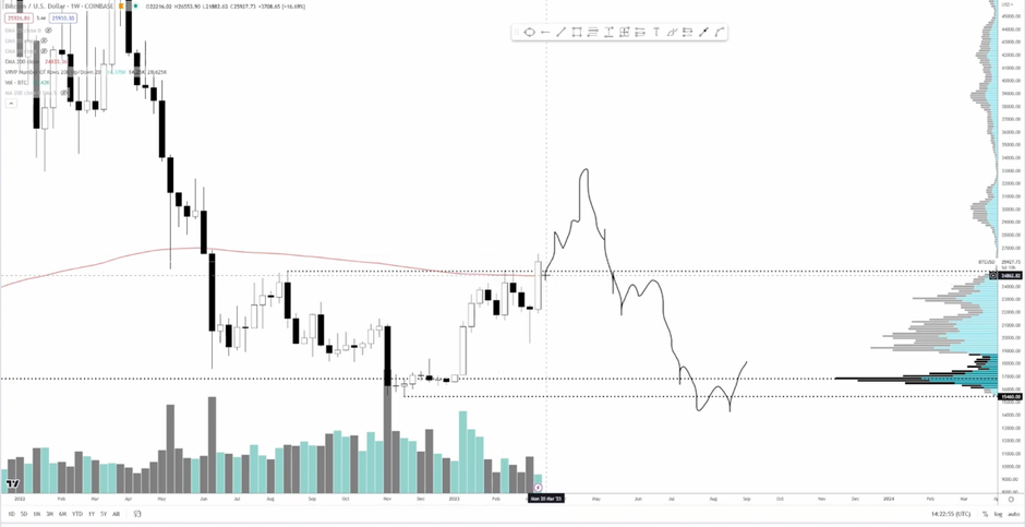 Bitcoin level analysis; reaching $25k prediction; Source: Screenshot from Altcoin Sherpa Youtube Channel