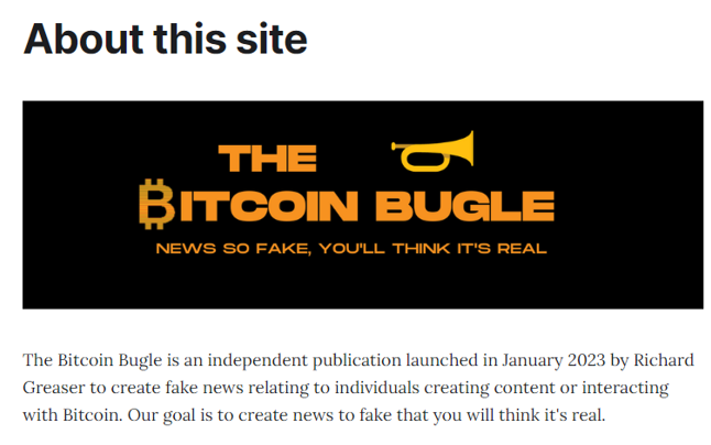 The Bitcoin Bugle’s About page