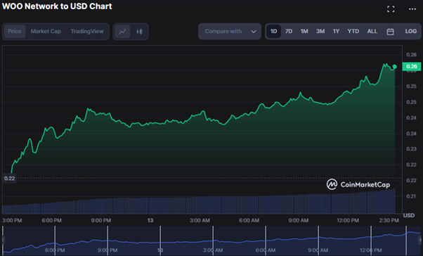 WOO/USD 24-hour price chart