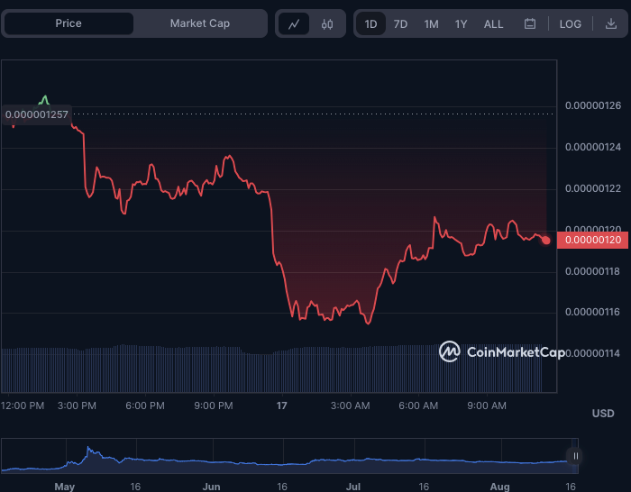 PEPE/USD 24-hour price chart