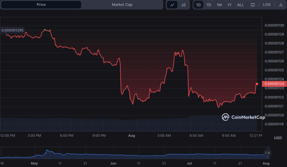 PEPE/USD 24-hour price chart